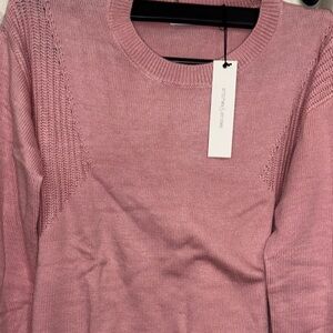 Stitches and stripes Soft Pink Crew Neck Sweater